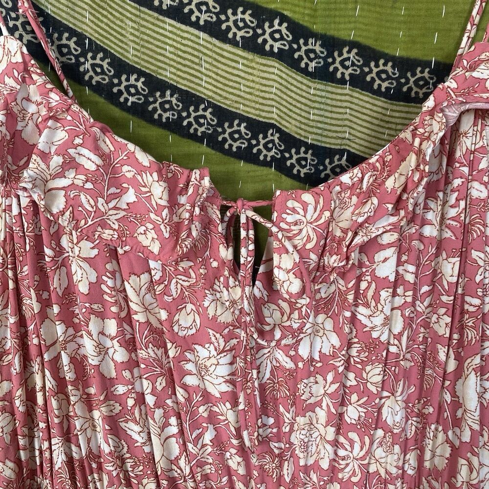 J. Crew Dark Flamingo Tossed Floral Tiered Maxi Dress Size Medium - Picture 6 of 16